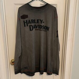 Harley-Davidson Gray and Black Logo Long Sleeve Tee